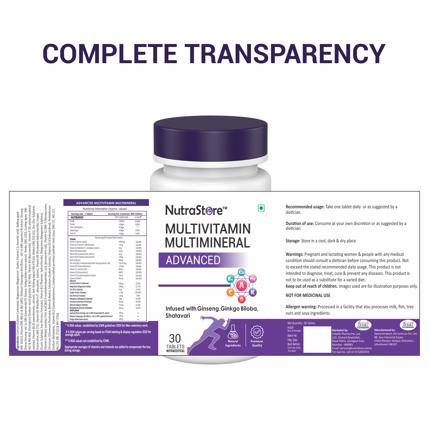 NutraStore Multivitamin Multimineral Advanced is a natural multivitamin supplement designed for men and women which supports complete nutritional support.