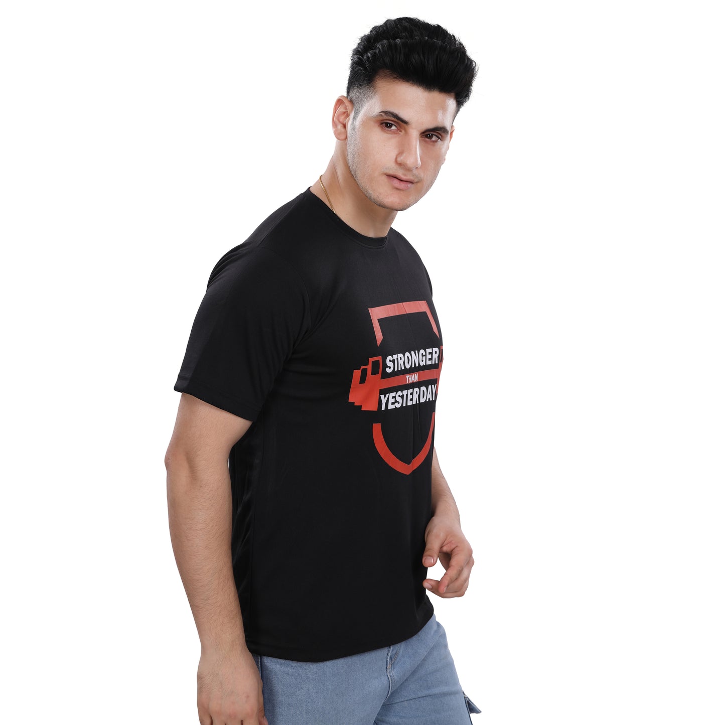 NutraStore T Shirt for Men | Dry fit Regular Fit T Shirt for Men | Gym wear T Shirt | Round Neck Half Sleeve T Shirt Black