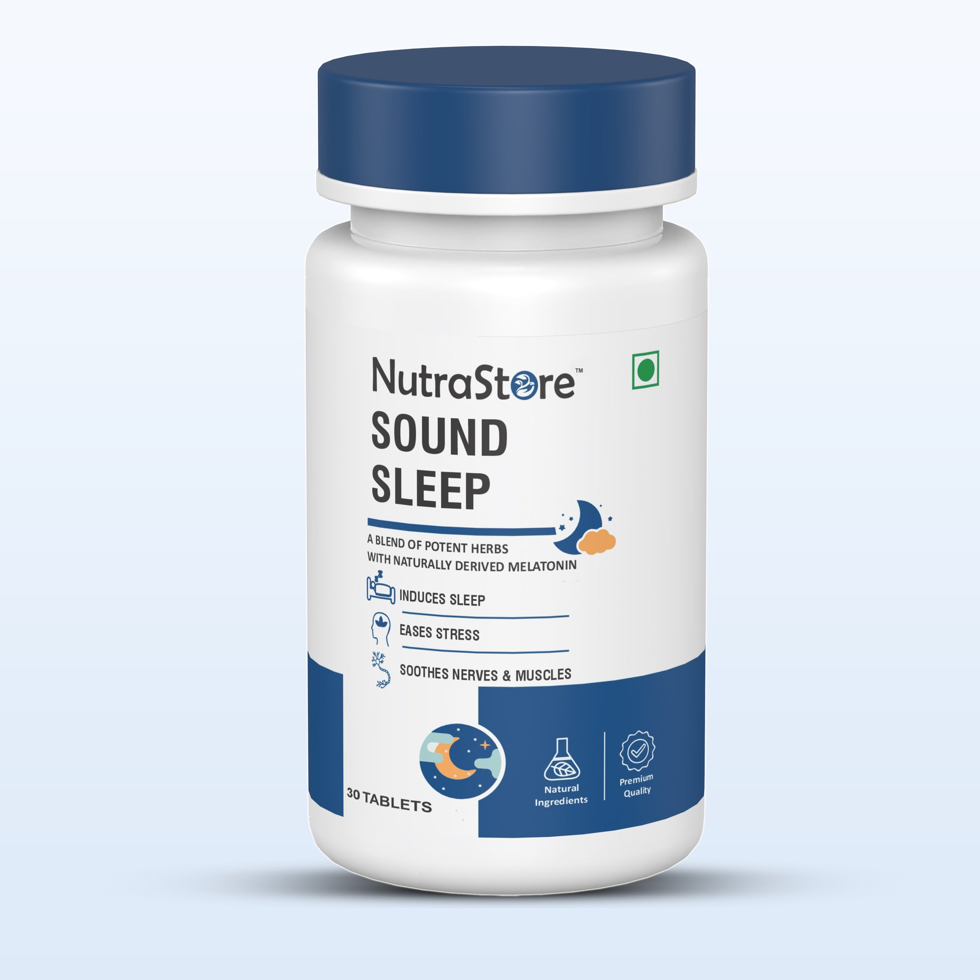  NutraStore Sound Sleep  is a natural sleeping tablets with 5mg melatonin and natural herbs for stress relief deep sleep.