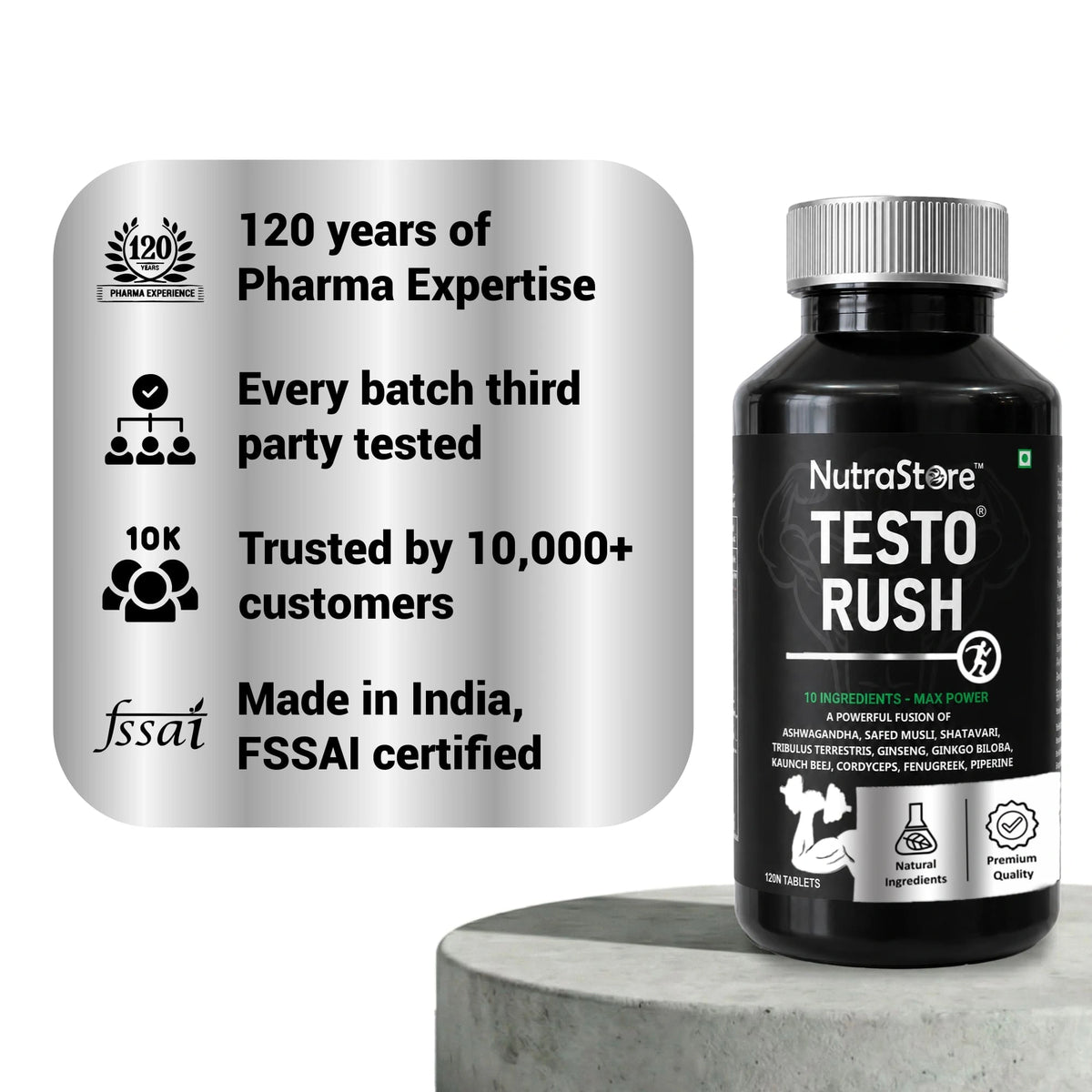 NutraStore Testo Rush | Performance Support Supplement with Ashwagandha & 9 Powerful Herbs | Energy & Stamina Support