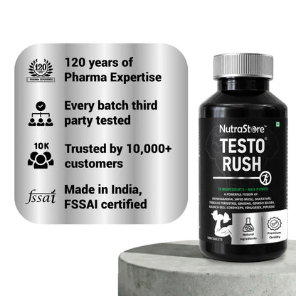 NutraStore Testo Rush | Performance Support Supplement with Ashwagandha & 9 Powerful Herbs | Energy & Stamina Support