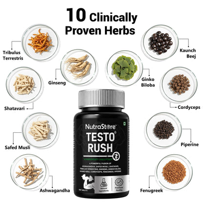 NutraStore Testo Rush | Performance Support Supplement with Ashwagandha & 9 Powerful Herbs | Energy & Stamina Support
