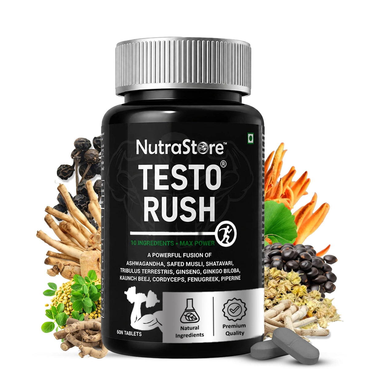 NutraStore Testo Rush | Performance Support Supplement with Ashwagandha & 9 Powerful Herbs | Energy & Stamina Support